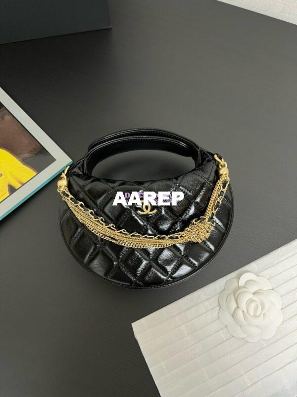Replica Chanel Shiny Crumpled Calfskin Pouch AP4058 Black