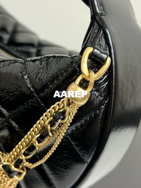 Replica Chanel Shiny Crumpled Calfskin Pouch AP4058 Black 2
