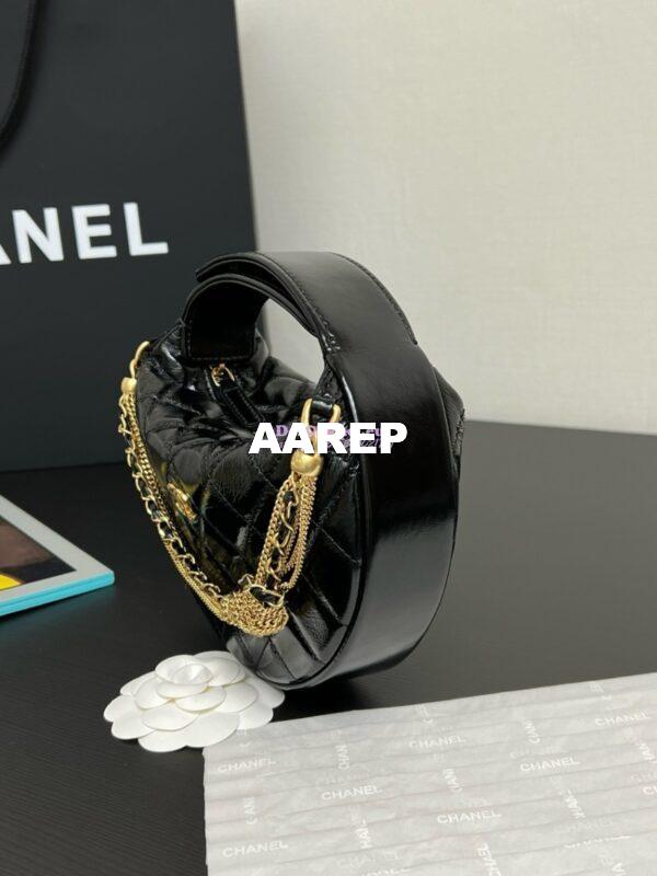 Replica Chanel Shiny Crumpled Calfskin Pouch AP4058 Black 3