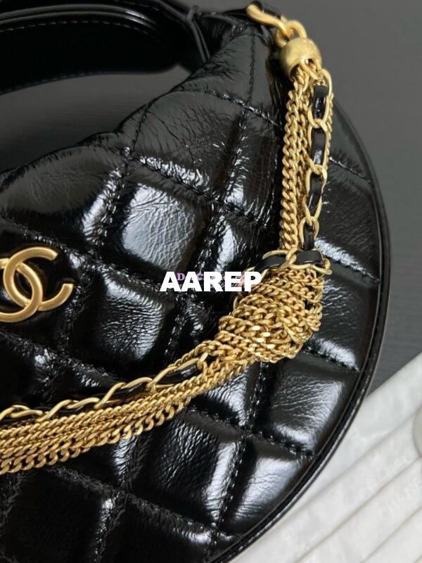 Replica Chanel Shiny Crumpled Calfskin Pouch AP4058 Black 5