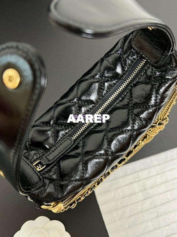 Replica Chanel Shiny Crumpled Calfskin Pouch AP4058 Black 7