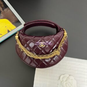 Replica Chanel Shiny Crumpled Calfskin Pouch AP4058 Burgundy