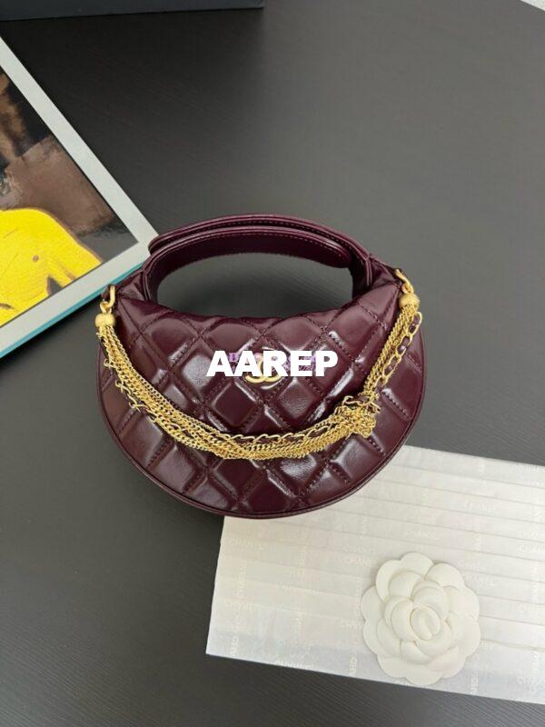 Replica Chanel Shiny Crumpled Calfskin Pouch AP4058 Burgundy