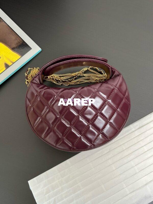 Replica Chanel Shiny Crumpled Calfskin Pouch AP4058 Burgundy 9