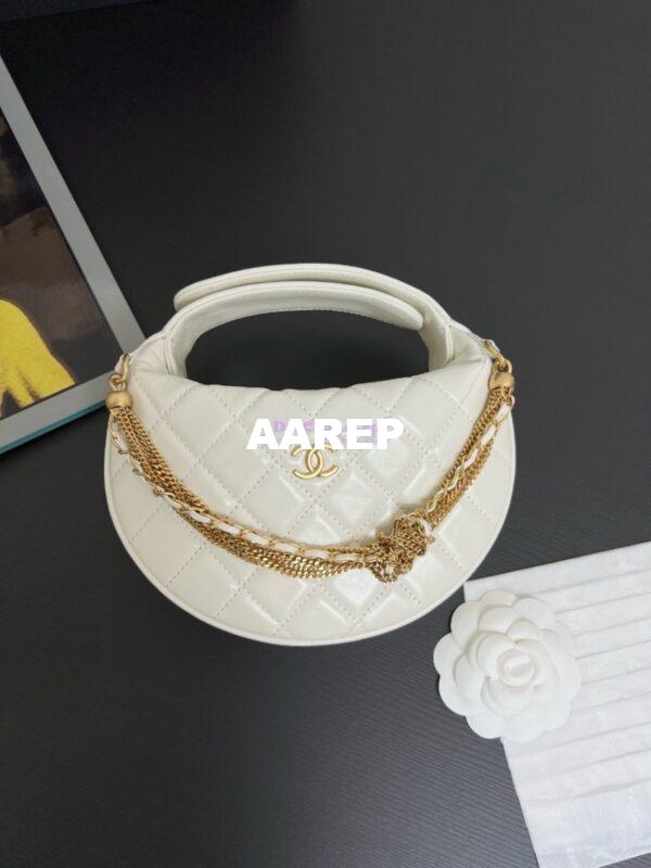 Replica Chanel Shiny Crumpled Calfskin Pouch AP4058 White