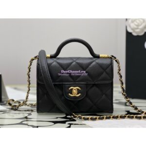 Replica Chanel 24A Mini Flap Bag With Top Handle Grained Calfskin AS4956 Black Limited Edition 2