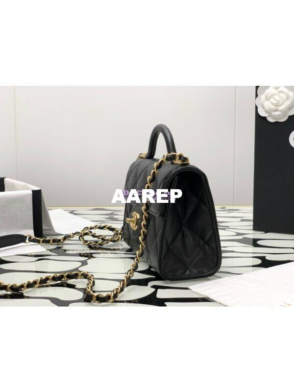 Replica Chanel 24A Mini Flap Bag With Top Handle Grained Calfskin AS4956 Black Limited Edition 3