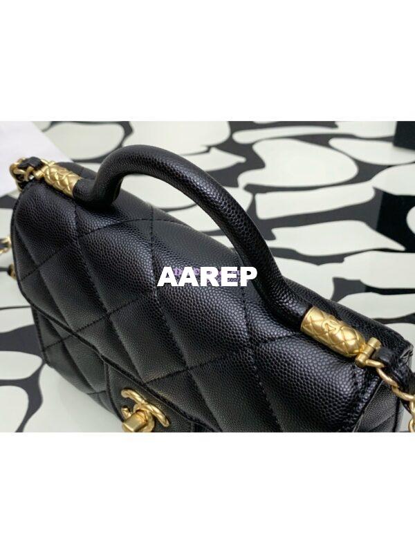 Replica Chanel 24A Mini Flap Bag With Top Handle Grained Calfskin AS4956 Black Limited Edition 4