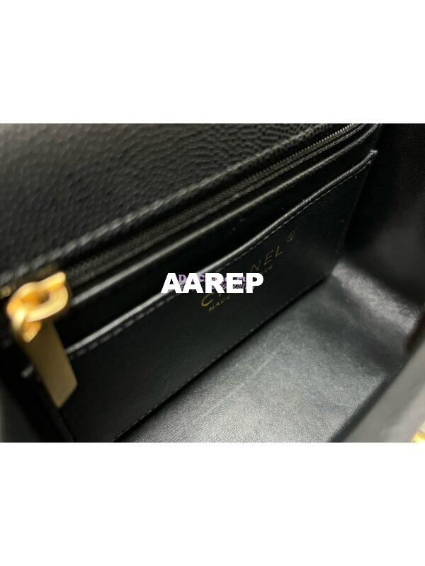 Replica Chanel 24A Mini Flap Bag With Top Handle Grained Calfskin AS4956 Black Limited Edition 6