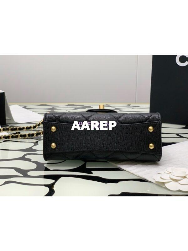 Replica Chanel 24A Mini Flap Bag With Top Handle Grained Calfskin AS4956 Black Limited Edition 8