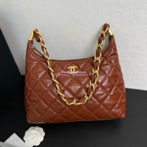 Replica Chanel Hobo Bag Shiny Lambskin AS4912 Brown 2