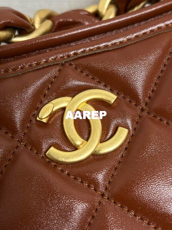 Replica Chanel Hobo Bag Shiny Lambskin AS4912 Brown 4