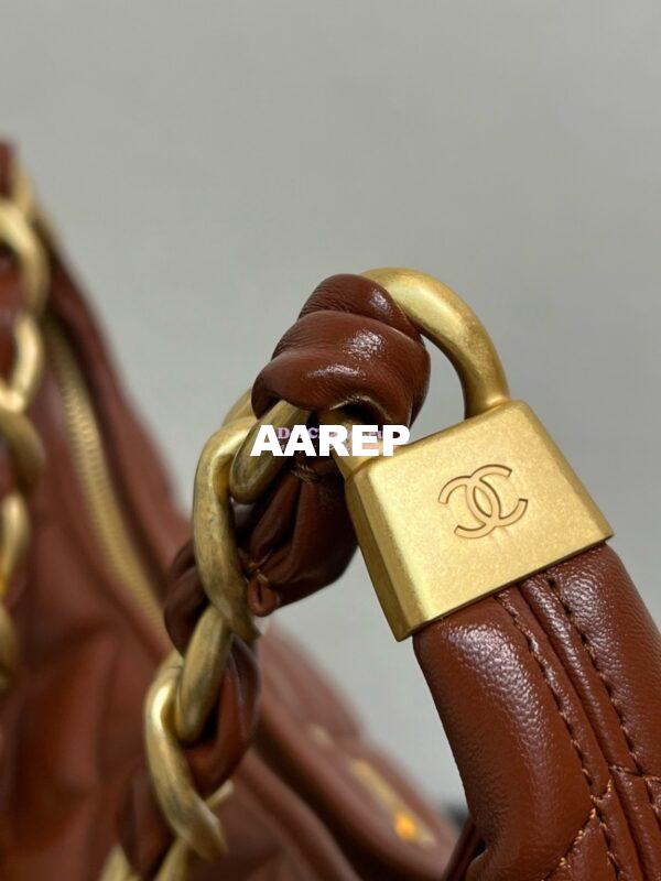 Replica Chanel Hobo Bag Shiny Lambskin AS4912 Brown 5