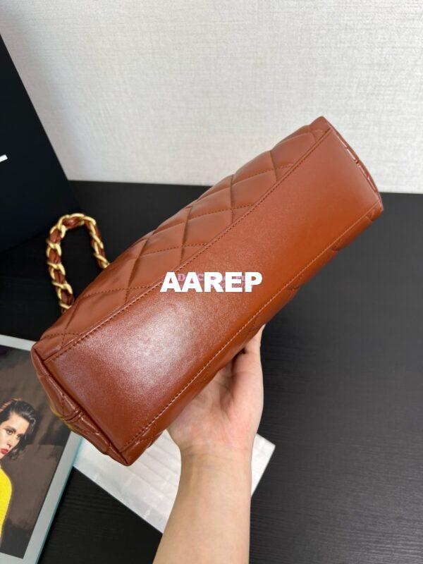 Replica Chanel Hobo Bag Shiny Lambskin AS4912 Brown 9