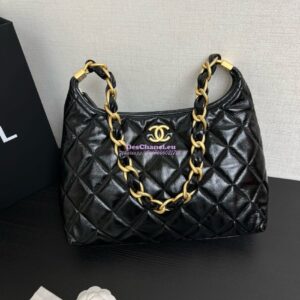 Replica Chanel Hobo Bag Shiny Lambskin AS4912 Black 2