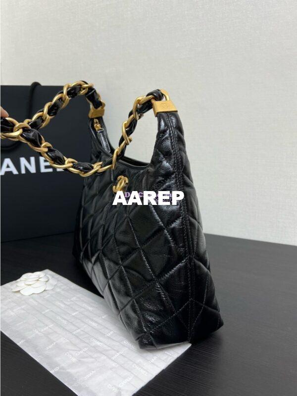 Replica Chanel Hobo Bag Shiny Lambskin AS4912 Black 5