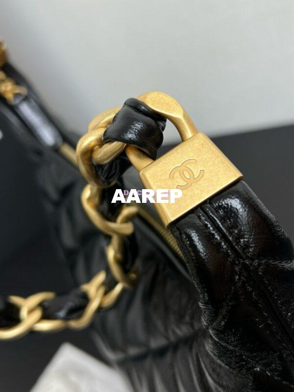 Replica Chanel Hobo Bag Shiny Lambskin AS4912 Black 6