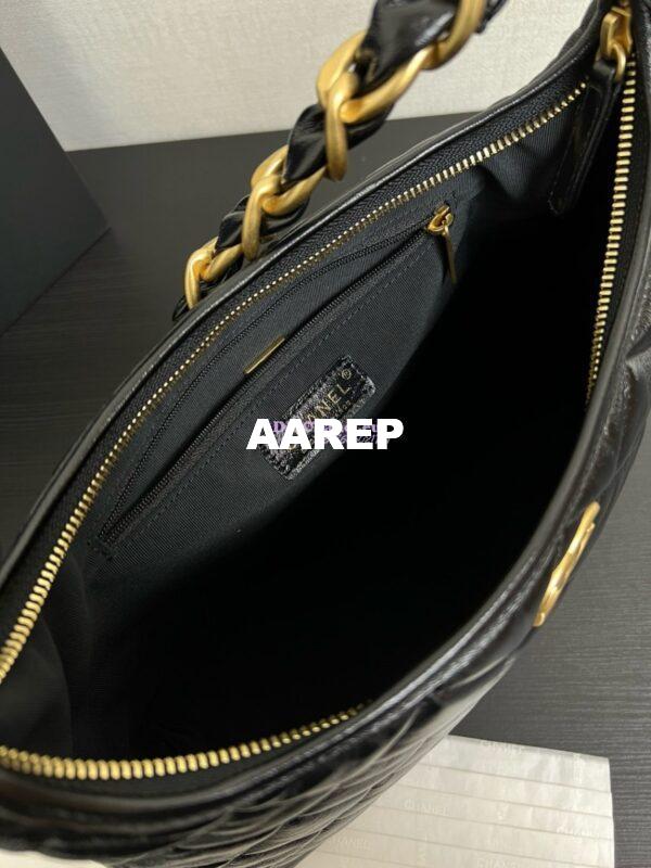 Replica Chanel Hobo Bag Shiny Lambskin AS4912 Black 10