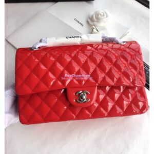 Replica Chanel Classic Flap Bag Quilted Patent Calfskin Red 2