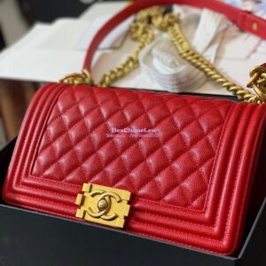 Replica Chanel Le boy Tiny Grainy Caviar Bag Red A67086 2