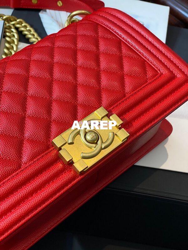 Replica Chanel Le boy Tiny Grainy Caviar Bag Red A67086 6
