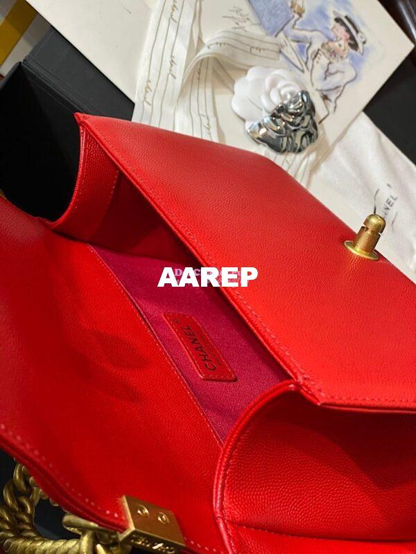 Replica Chanel Le boy Tiny Grainy Caviar Bag Red A67086 8