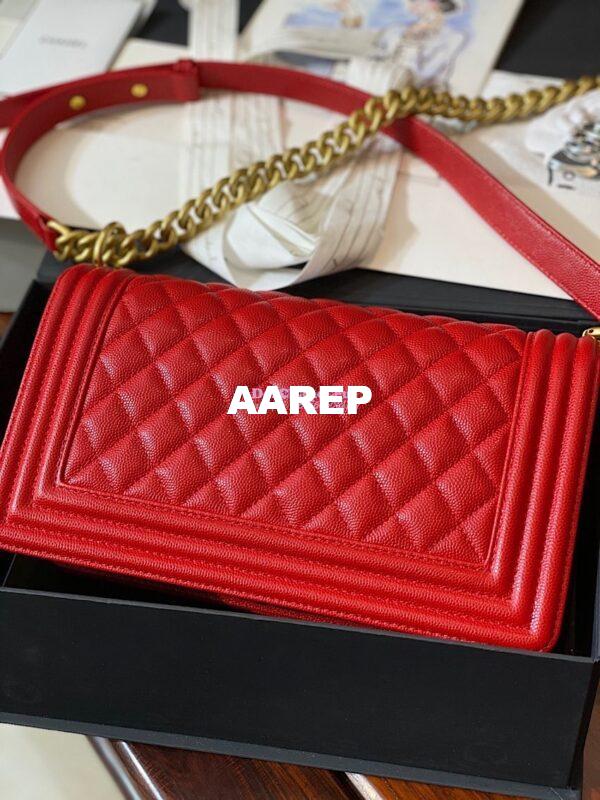 Replica Chanel Le boy Tiny Grainy Caviar Bag Red A67086 9