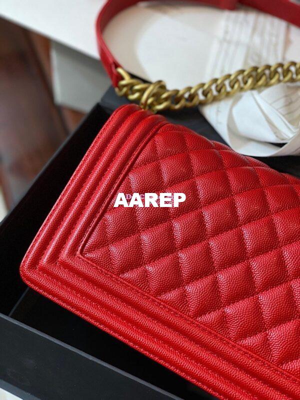 Replica Chanel Le boy Tiny Grainy Caviar Bag Red A67086 10