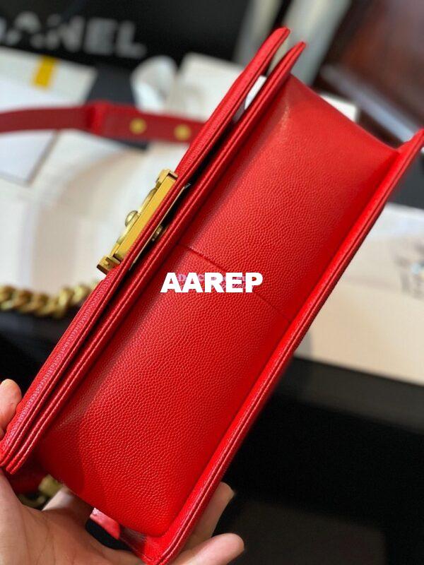 Replica Chanel Le boy Tiny Grainy Caviar Bag Red A67086 11