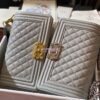 Replica Chanel Le boy Tiny Grainy Caviar Bag Navy Blue A67086 2