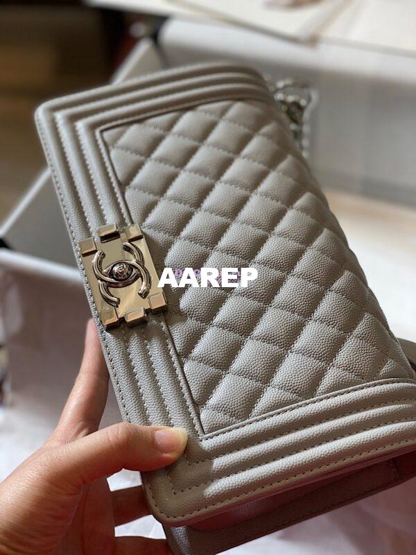 Replica Chanel Le boy Tiny Grainy Caviar Bag Grey A67086 4