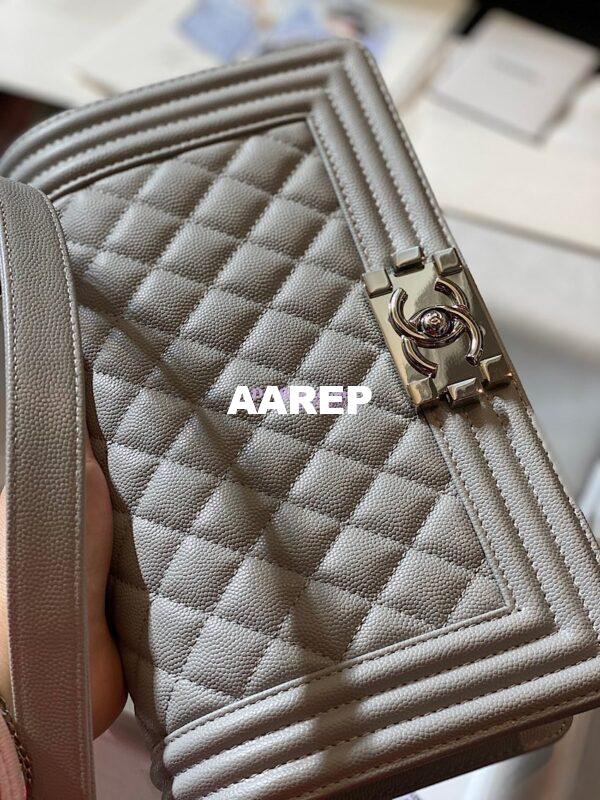 Replica Chanel Le boy Tiny Grainy Caviar Bag Grey A67086 7