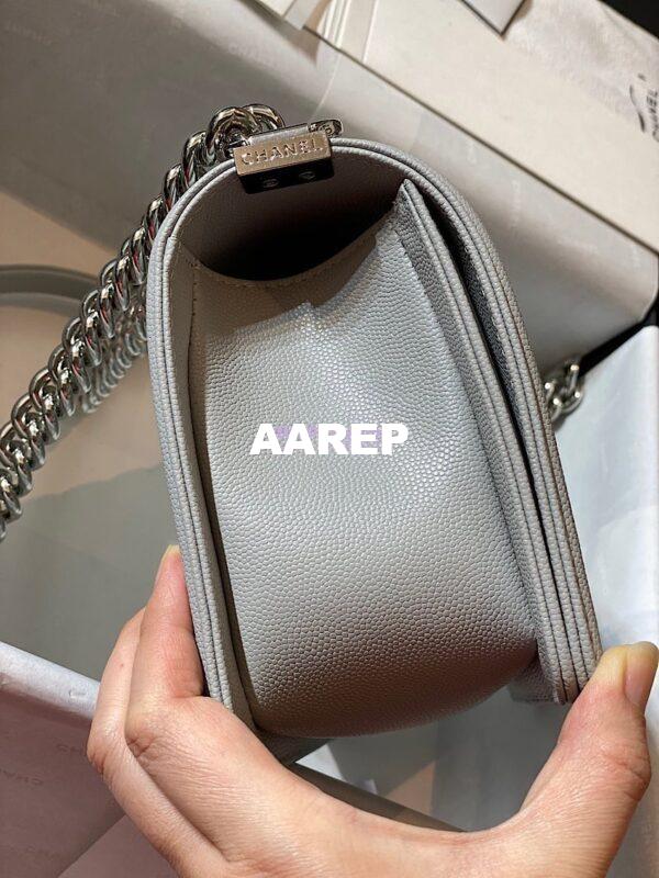 Replica Chanel Le boy Tiny Grainy Caviar Bag Grey A67086 8