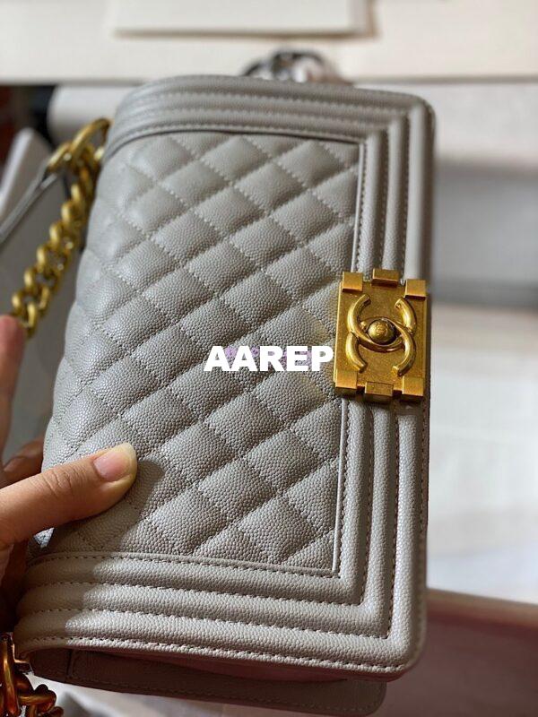 Replica Chanel Le boy Tiny Grainy Caviar Bag Grey A67086 12