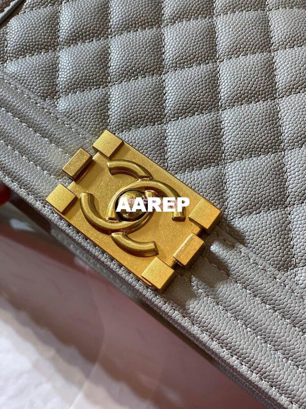 Replica Chanel Le boy Tiny Grainy Caviar Bag Grey A67086 13