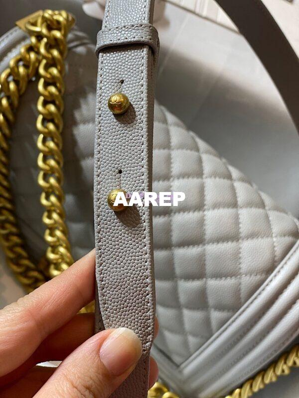 Replica Chanel Le boy Tiny Grainy Caviar Bag Grey A67086 14