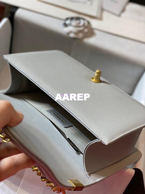 Replica Chanel Le boy Tiny Grainy Caviar Bag Grey A67086 15