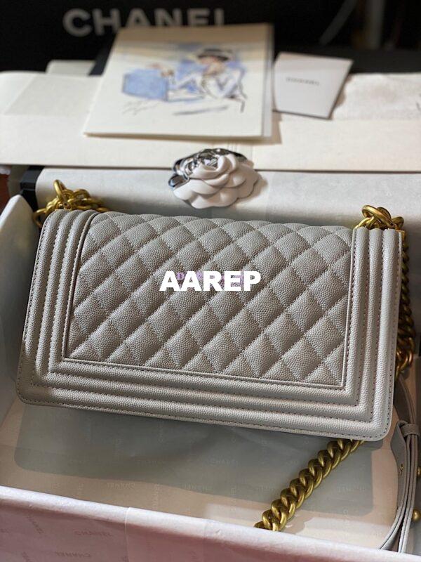 Replica Chanel Le boy Tiny Grainy Caviar Bag Grey A67086 16