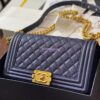 Replica Chanel Quilted Mini Classic Flap Bag Tiny Grainy Caviar with Edge Stitching Navy Blue 2