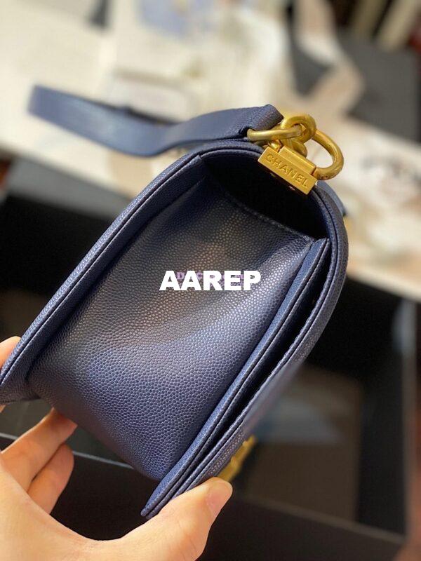 Replica Chanel Le boy Tiny Grainy Caviar Bag Navy Blue A67086 9