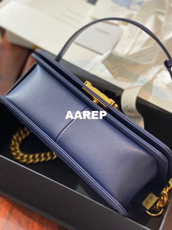 Replica Chanel Le boy Tiny Grainy Caviar Bag Navy Blue A67086 12