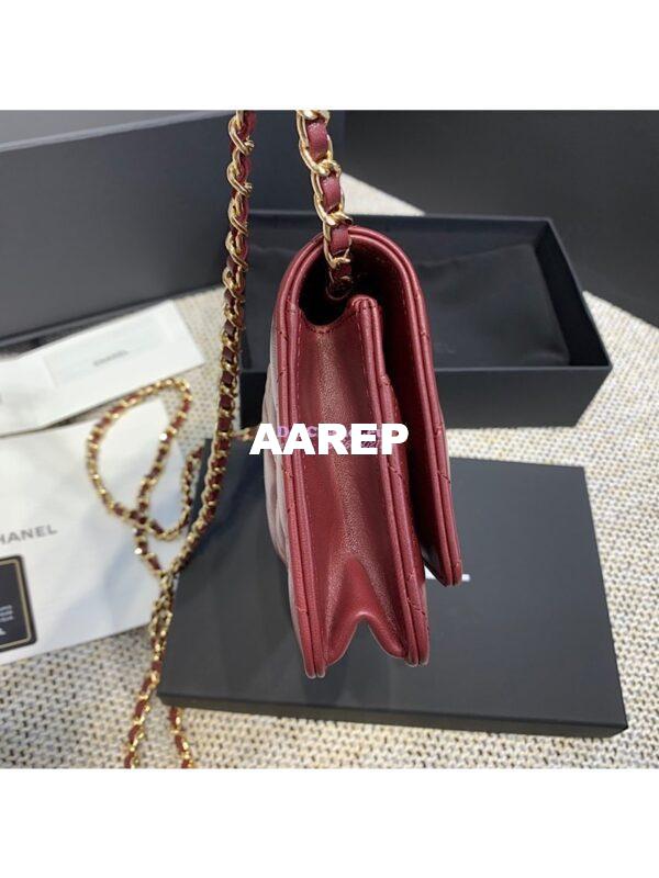 Replica Chanel CC Classic Lambskin Wallet On Chain WOC Wine Bag 7