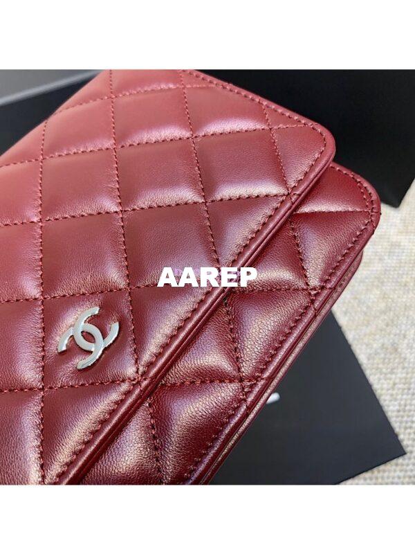 Replica Chanel CC Classic Lambskin Wallet On Chain WOC Wine Bag 14
