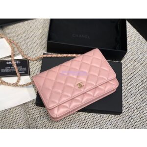 Replica Chanel CC Classic Lambskin Wallet On Chain WOC Pink Bag 2