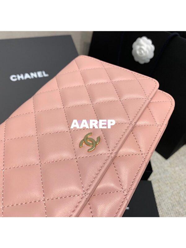 Replica Chanel CC Classic Lambskin Wallet On Chain WOC Pink Bag 3