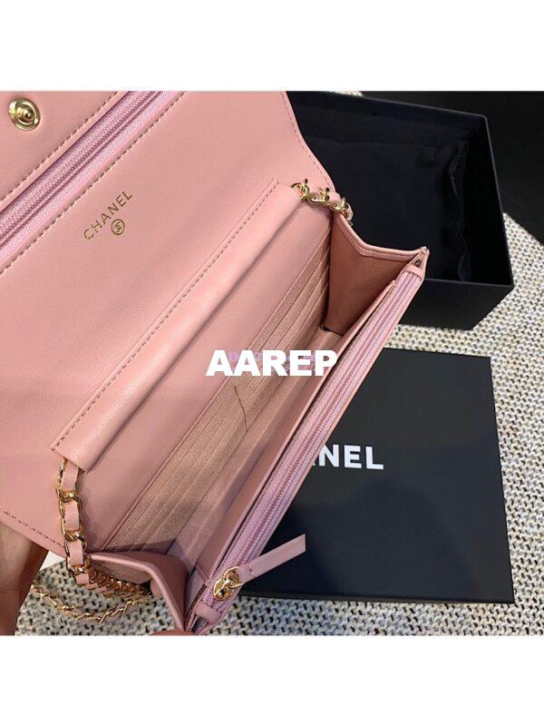 Replica Chanel CC Classic Lambskin Wallet On Chain WOC Pink Bag 5