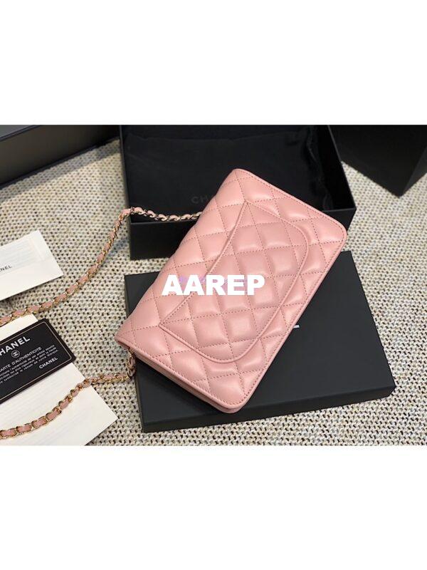 Replica Chanel CC Classic Lambskin Wallet On Chain WOC Pink Bag 8