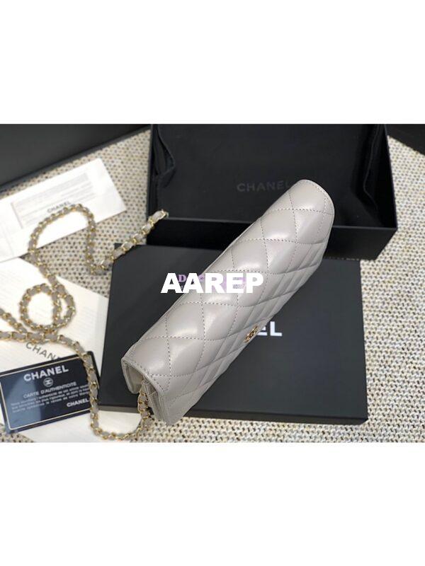 Replica Chanel CC Classic Lambskin Wallet On Chain WOC Grey Bag 6