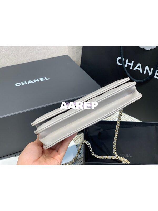 Replica Chanel CC Classic Lambskin Wallet On Chain WOC Grey Bag 7