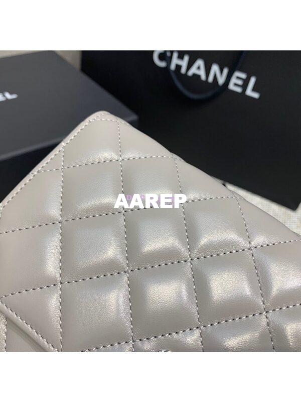 Replica Chanel CC Classic Lambskin Wallet On Chain WOC Grey Bag 13